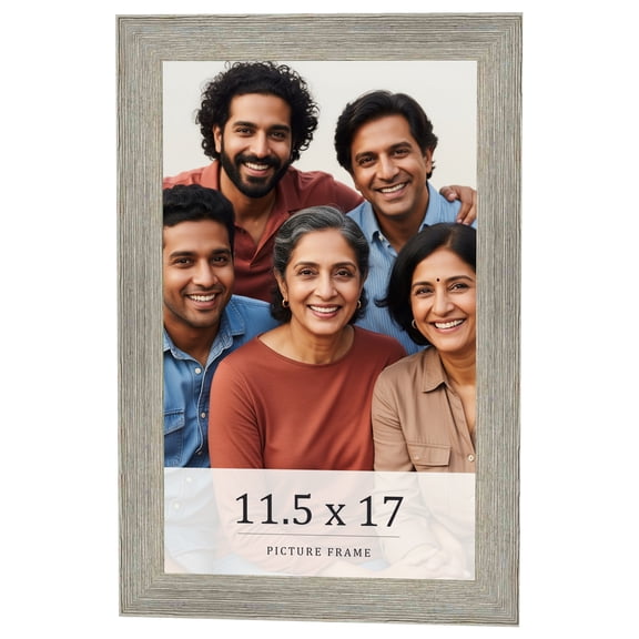 11.5x17 Frame Grey Real Wood Picture Frame Width 1.5 Inches | Interior Frame Depth 0.5 Inches |