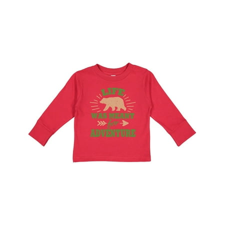 

Inktastic Bear Silhouette Life Was Meant for Adventure with Arrow Gift Toddler Boy or Toddler Girl Long Sleeve T-Shirt