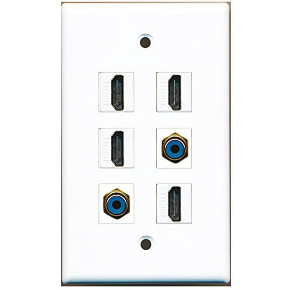 RiteAV - 4 HDMI 2 Port RCA Blue Wall Plate
