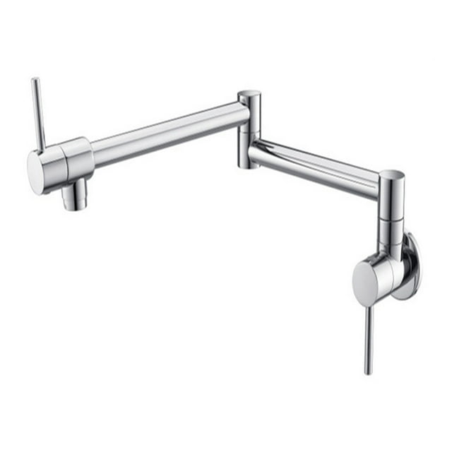 Robinet d'Évier de Cuisine Mural Robinet de Pot en Laiton Robinet de Cuisine Simple Robinet d'Évier Froid Rotation Bec Pliant Doré/chrome, Débit d'Eau Élevé