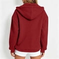 thumbnail image 6 of Qulqfy Hoodies for Women Waffle Knit Casual Wine Lightweight Winter Fall Hooded Drawstring Long Sleeve Zip Up Loose Track Jackets with Pockets S, 6 of 6