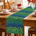 thumbnail image 4 of Peacock Feathers Cotton Linen Table Runner for Dining Kitchen, Ombre Blue Green Modern Animals Printed Wedding Outdoor Party Tablerunners, Dresser Scarf Coffee Tablecloth Runners 13x72 Inches, 4 of 8