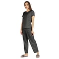 thumbnail image 3 of Inkmeso Womens 2Pcs Solid Nightwear Set Short Sleeves Top & Pajama Sets Soft Cotton Loungewear, 3 of 7
