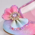 thumbnail image 7 of Gyujnb Girls Rainbow Glitter Mary Jane Low Heels Rhinestone Flower Bow Strap Princess Show Shoes, Closed Toe,11.5-12 Years, 7 of 7