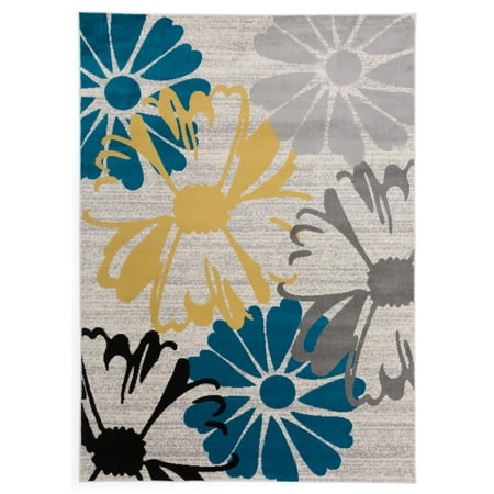- World Rug Gallery Contemporary Modern Large Floral Flowers Area Rug or Runner Cream