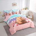 thumbnail image 2 of Erosebridal Kids Capybara 7-Piece Twin Bedding Sets For Capybara Lovers,Japanese Cherry Mountain Bedding Comforter Set ,Reversible Pink, 2 of 7