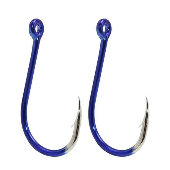 BBBF 10pcs Pointed Blue Fishing Hooks –  Saltwater & Freshwater Hooks with Round Eye – Ultra-Strong High Steel for , SeaBass Trout, Panfish，marine fish (Size #0.8-12#)