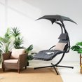 thumbnail image 2 of Costway Patio Hanging Lounge Chaise Hammock Chair Removable Canopy Grey, 2 of 7