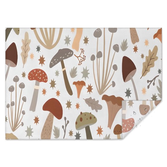 Brown Mushroom Leaf Light Pattern Rectangle Tablecloth 60"x84",Waterproof Polyester Rectangle Table Cloth, Wipeable Spillproof Polyester Tablecloth for Dining, Camping, Indoor and Outdoor