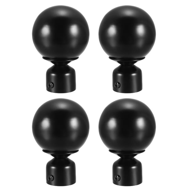 Curtain Rod Finials Iron Ball Cap End for 27mm Drapery Poles Black 90mm