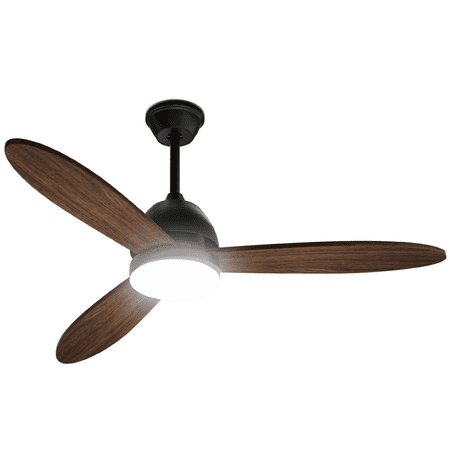 

Mollie 52 Wood Ceiling Fans with Lights and Remote Reversible DC Motor and 3 Color LED Light 3 Blades 6 Speeds Ceiling Fan for Farmhouse Living Room Bedroom Dining Room Black
