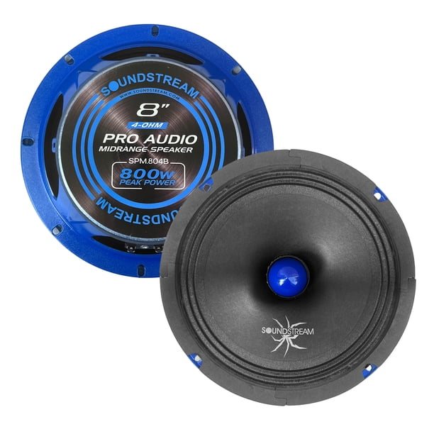 Par Bocinas 8 Pro Audio Soundstream Spm.804b Medio Rango Con Bala 800w Max 250w Rms 4 Ohm Alta Potencia