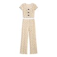 thumbnail image 5 of MEZZALL Women Pajama Short Sleeve Sleepwear With Heart Print Neck Top And Long Pants Loungewear Two Piece Outfit Holiday Pjs, 5 of 5