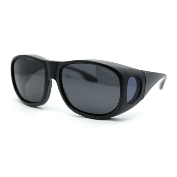 Anti-glare Polarized 60mm Fit Over Large Plastic Round Sunglasses Matte Black