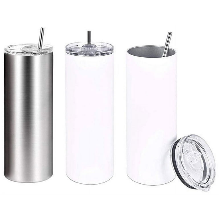 AiHeart 30oz Sublimation Straight Skinny Tumblers with Straw  and Lid,Sublimation Stainless Steel Blanks Bulk,Double Wall Vacuum  Insulated Tumblers,Metal Water Cup(2pack White): Tumblers & Water Glasses