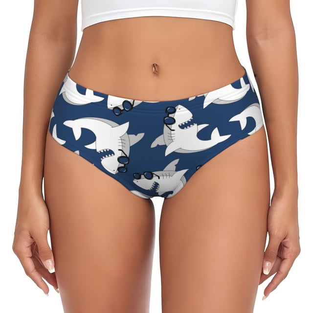 Fotbe Shark Calzones Estampados para Mujer – Ropa Interior de Algodón, Cómoda, Suave y Elástica-Medium