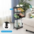 thumbnail image 5 of Slim Storage Cart Kitchen Rolling Utility Cart on Wheels 4 Tier Mobile Narrow Cart with Wood and Metal Handle Slide Out Storage Shelving Unit Cart for Kitchen Living Room Small Places Black, 5 of 7