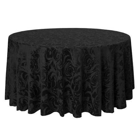 

Ultimate Textile (5 Pack) Damask Melrose 108-Inch Round Tablecloth - Home Dining Collection - Floral Leaf Scroll Jacquard Design Black