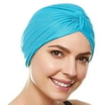 thumbnail image 1 of Beemo Womens Swim Cap Bathing Turban-Polyester Twisted Pleated Turban Head Cover - Turquoise, 1 of 1