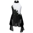 thumbnail image 3 of Vestido de malla de gimnasia para niñas, con lentejuelas brillantes, malla transparente, escote en forma de cerradura, sin mangas, para patinaje artístico, baile lírico, 3 of 5