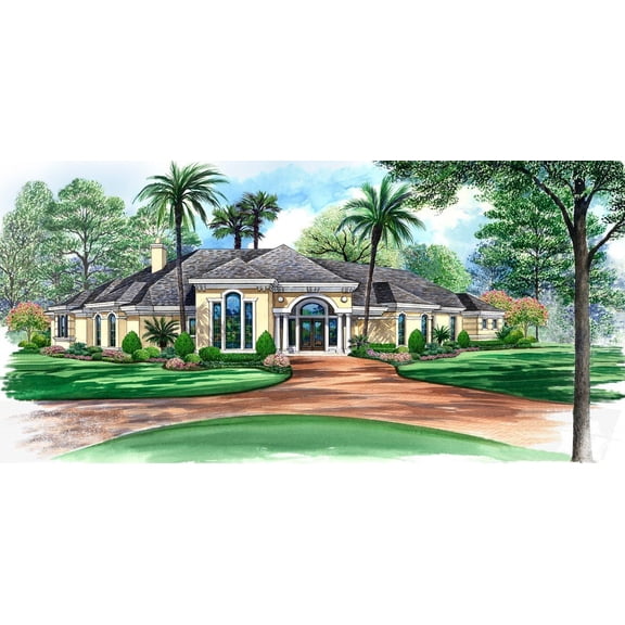 015-897: Luxury Mediterranean 3 Bed, 4 Bath Luxury Home Plan, 5108 Sq Ft: Full Blueprints with License to Build by Home Plan Marketplace - Lesuto