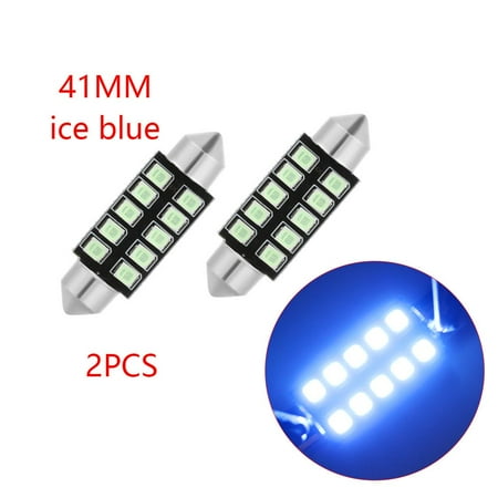 

2Pcs License Plate White Ice Blue Pink 31mm 36mm 39mm 41mm DC12V Auto Interior Lamp LED Bulb CANBUS NO ERROR Car Dome Light ICE BLUE 41MM