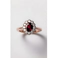 thumbnail image 4 of Oval Red Garnet 14K Rose Gold Plated 925 Silver Halo Engagement Bridal Ring Wedding Ring Anniversary Gift Promise Ring Birthday Gift Statement Ring, 4 of 4