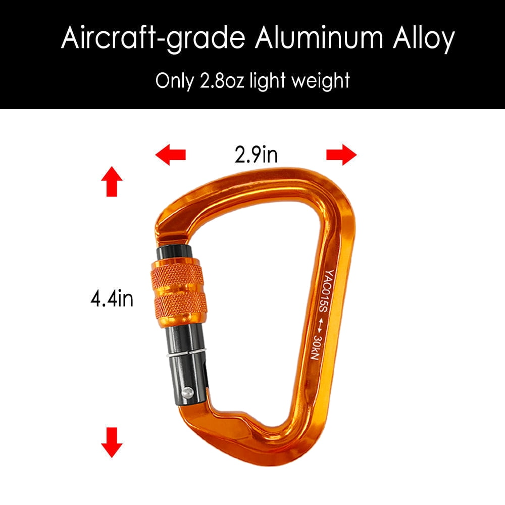 [2 Pack] 30KN Auto Locking Carabiners Aluminum Lightweight D-ring Outdoor Buckle for Climbing Belaying Rappelling Rescue IClover