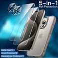 thumbnail image 3 of JETech 5 in 1 Matte Case for iPhone 15 Pro Max 6.7-Inch with 2-Pack Each Tempered Glass Screen Protector and Camera Lens Protector, Translucent Back Shockproof Phone Cover (Natural Titanium), 3 of 7