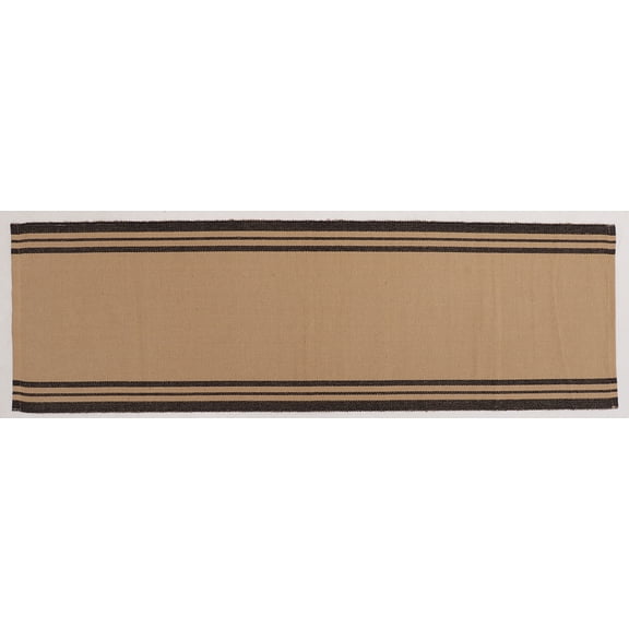 Mainstays Woven Stripes Runner Rug, Black and Beige, 22" x 72", Handwoven, Antiskid Backing