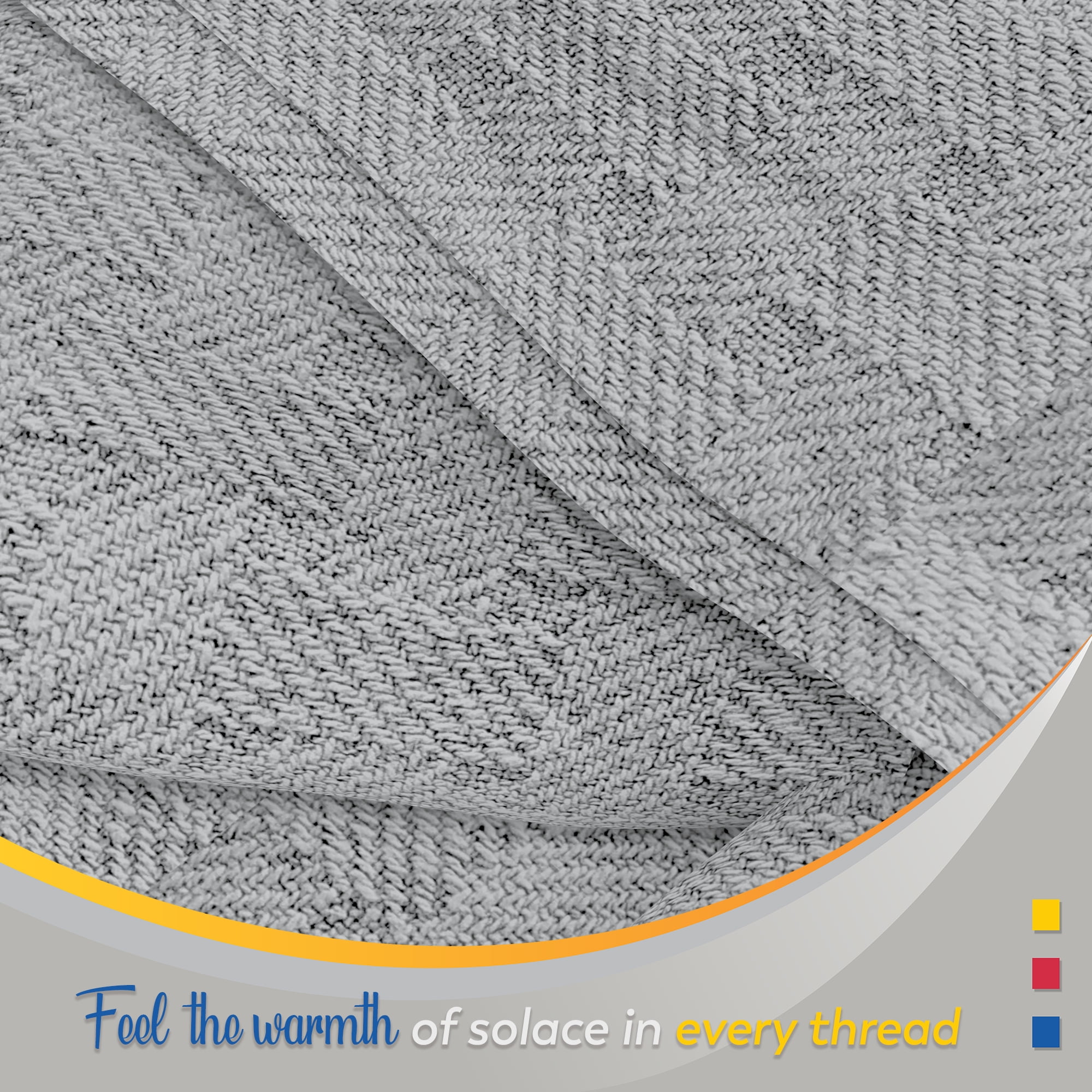 Color Sense 100% Cotton Basket Weave Throw Blanket- Lightweight, Soft and Warm for Couch, Sofa and Bed- Full/Queen (90"X90") Light Gray