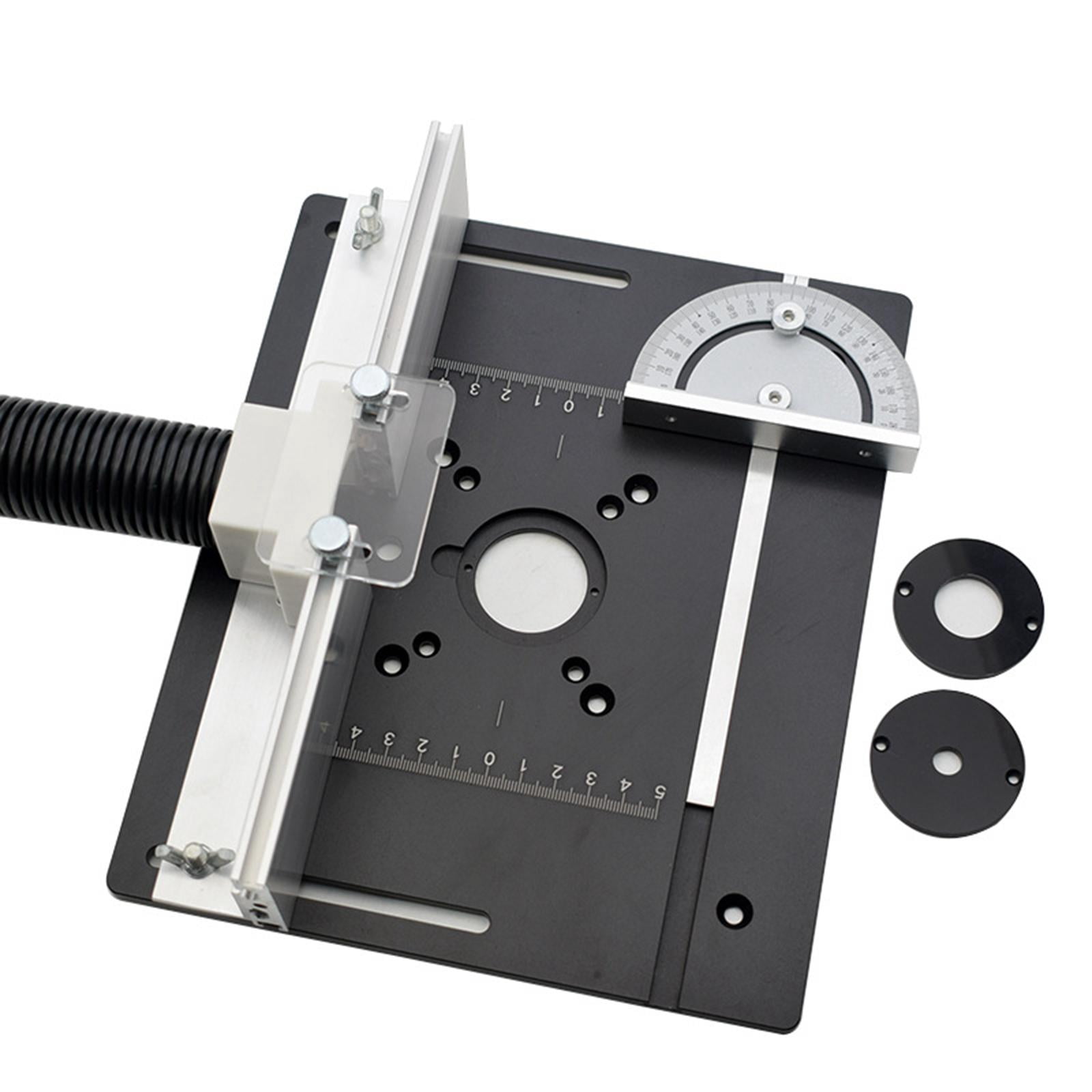 Router Table Insert Plate Wood Router Plate Auxiliary Tool Benches Multifunction Aluminum Router Insert Plate for Milling Engraving A with Backer Ruler