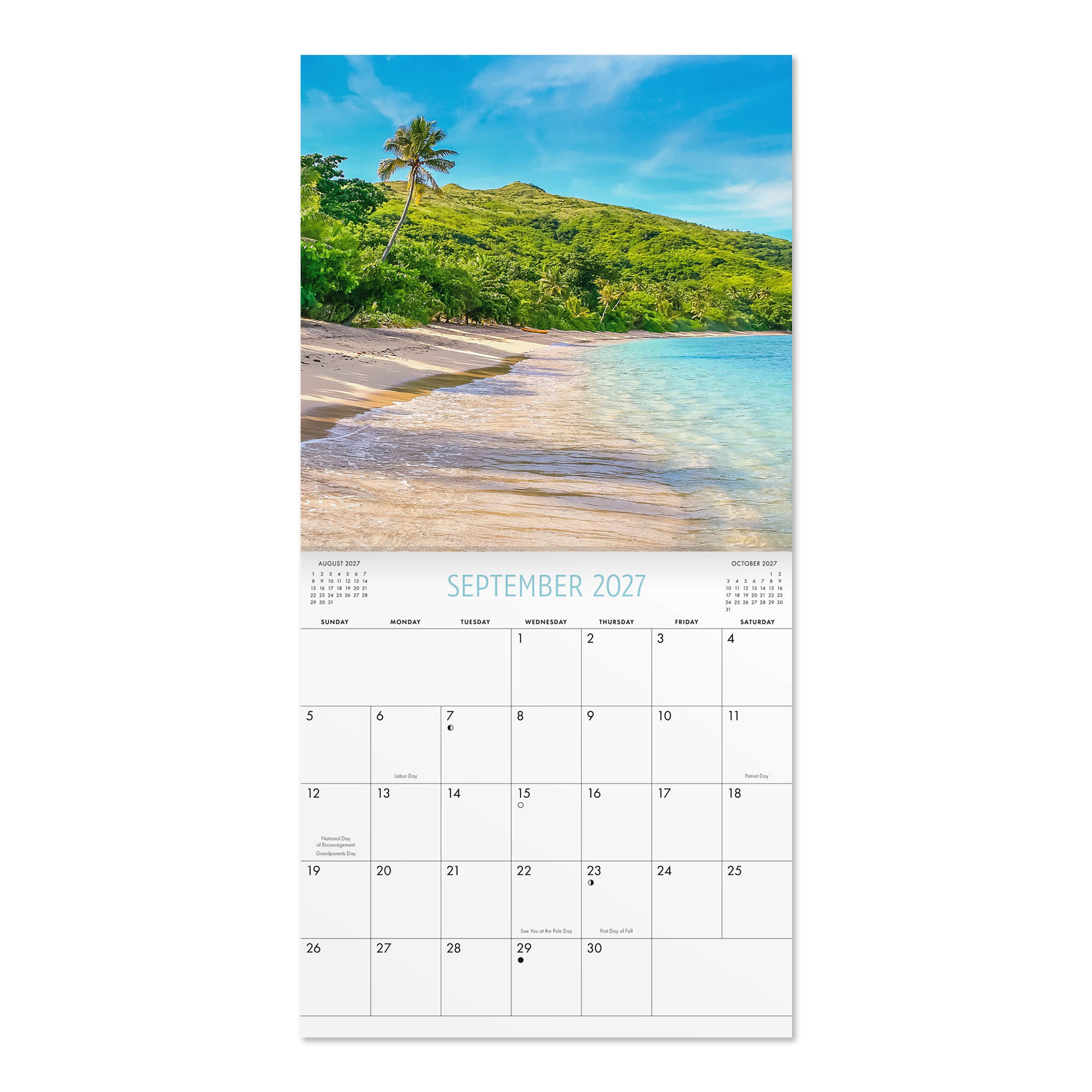 2027 Tropical Getaways Calendar 12x12 January-December Gridded