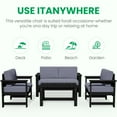 thumbnail image 6 of POTATO Outdoor Patio Furniture Set,2 Pieces Outdoor Chairs,HDPE Sofa Conversation Set, Weather Resistant,Black Frame with Gray Cushions, 6 of 7