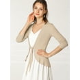 thumbnail image 4 of Cardigan Dobladillo Rizado Allegra K Camello M, 4 of 6