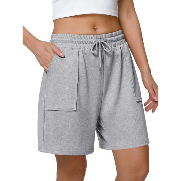 SWQZVT Women's Sweat Shorts with Pockets, Elastic Drawstring Waist Casual Athletic Lounge Running Shorts