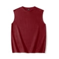 thumbnail image 2 of Men's Faux Suede Leather Sleeveless Tank Tops Gym Muscle Acid Wash Workout Tees Cut off Loose Fit Athletic T-Shirts Big and Tall Size M-5XL Wine, 2 of 5
