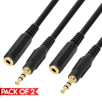 Aux Cable 1.5 Ft (2-Pack) – 3.5mm Male To Male – Nylon Braided – Gold Plated For Car, Home Stereo, Headphones