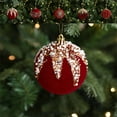thumbnail image 3 of DeskAKBK Christmas Ornament Balls, 8cm Red Glitter Hanging Baubles with Beads & Sequins for Xmas Tree Decor, Suede Material, Holiday Party Home Party Office Decor, 3 of 7