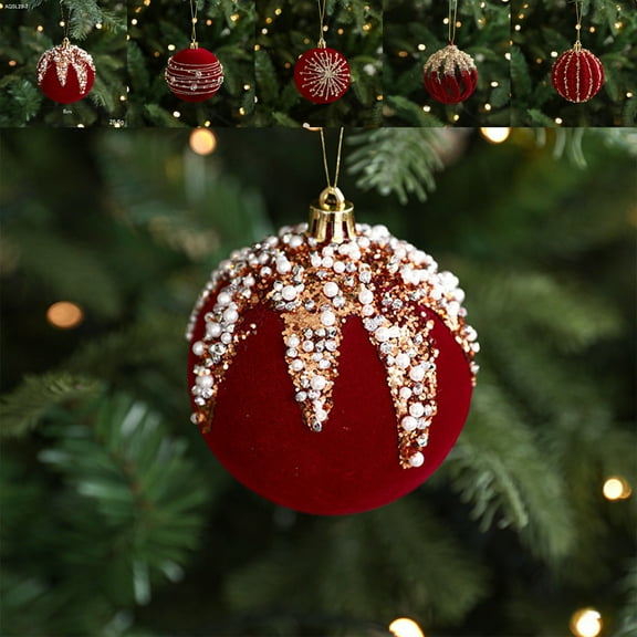 Christmas Ball Ornaments 1 Pcs - 3 inch Large Shatterproof Christmas Balls, Luxurious Decorations Indoor, Elegant Holiday Party Hanging Ornaments for Xmas Tree, Wreath, Vines, Red