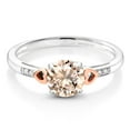thumbnail image 2 of Gem Stone King 1.18 Ct Round Peach Morganite White Diamond 925 Silver and 10K Rose Gold Ring (Size 5), 2 of 5