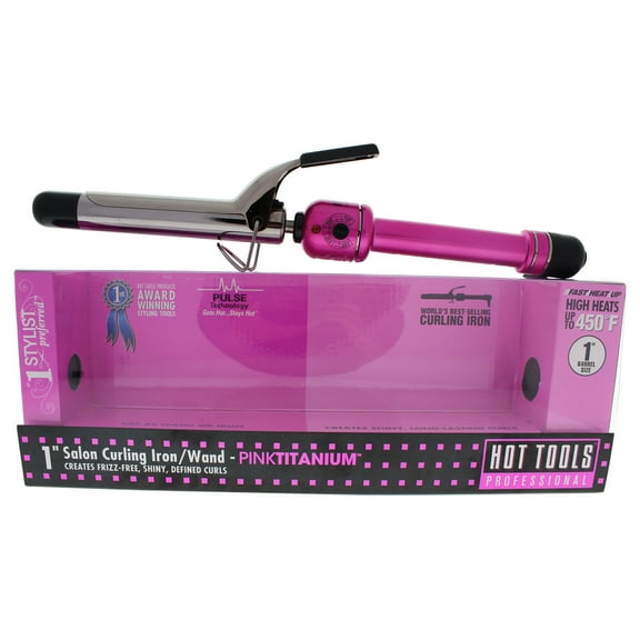 Hot Tools Pink Titanium Salon Curling Iron/Wand - Model # HPK44 - Pink/Silver - 1 Inch Curling Iron