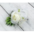 thumbnail image 5 of MINKUROW Rose Wrist Corsage Wristlet Band Bracelet and Men Boutonniere Set for Wedding Flowers Accessories Prom Suit Decorations D, 5 of 9