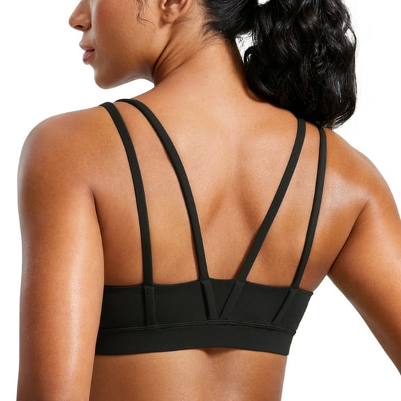 CRZ YOGA Softness Butterluxe V Neck Sports Bras for Women Workout Top Wireless Yoga Bras