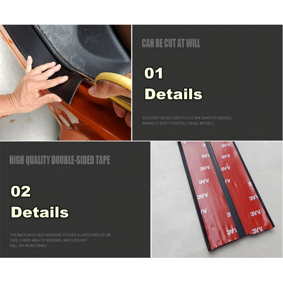 2M Rubber Car Side Skirts Strip Door Sill Bumper Corner Scratch Protector Black