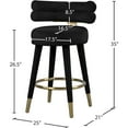 thumbnail image 3 of Meridian Furniture Fitzroy Black Velvet Counter Stool (Set of 2), 3 of 8