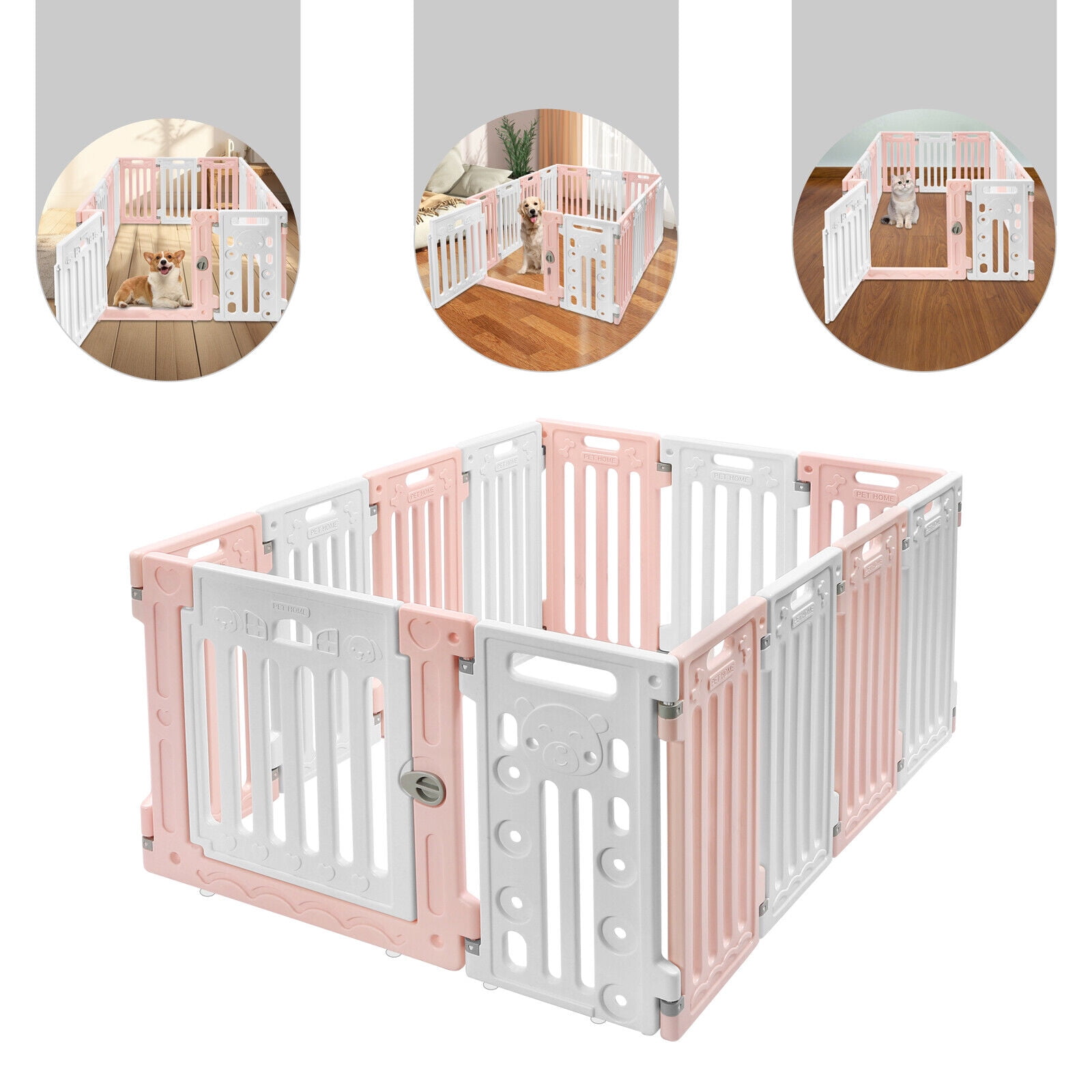 11 Panels Pet Dog Fence Playpen 25.6'' Height Exercise PlayPen with Door Intdoor