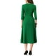 thumbnail image 3 of Vestido de trabajo para mujer Inspire Chic, corte A, mangas 3/4, vestido midi elegante, verde, XL, 3 of 6