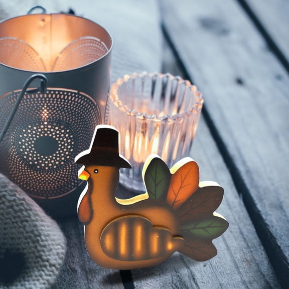 UPOUART 3-Piece Wooden Thanksgiving Centerpiece Set with Pumpkin and Turkey Decorations for Table, Desk, and Shelf Display