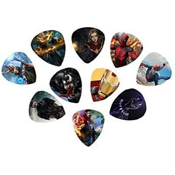 Marvel (Avengers) Guitar Picks - featuring Captain Marvel and Venom - (10 beautiful picks in a packet)